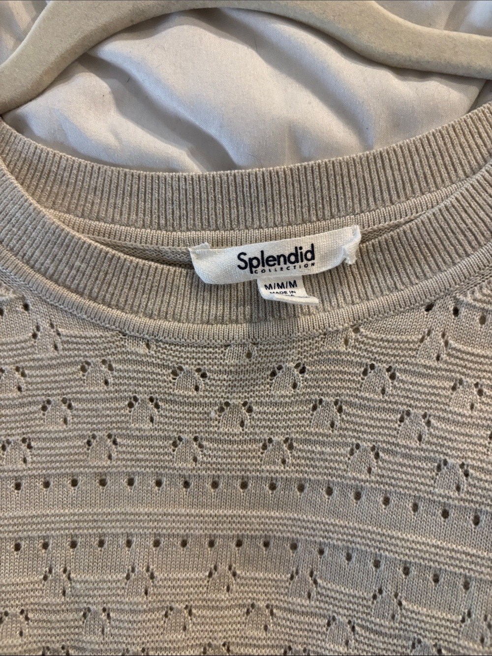 Splendid Light Beige Open-Knit Crewneck Sweater - Picture 2 of 3